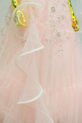Baby Pink Net Gown With Embroidery Moti Work