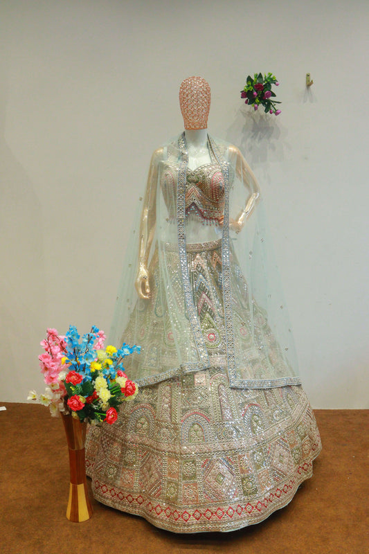 Multi Net Crop-Top With Gota Patti Work