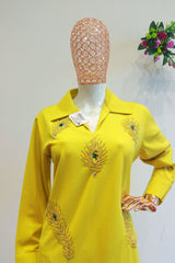 Yellow Important Cord-Set With Hand Work