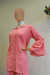 Pink Important Cord-Set With Hand Work