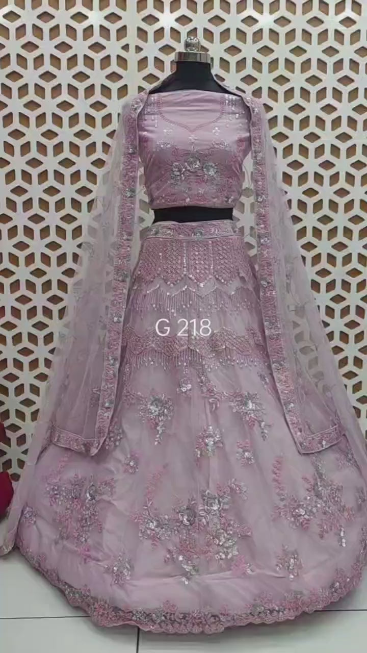 Teal Smoke Sea Green Embroidery Sequence Work Net Lehenga – Elegant Wedding & Party Wear Lehenga Choli
